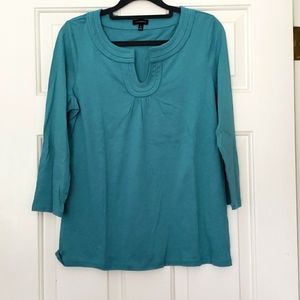 3/$15 Talbots teal 3/4 sleeve top size M